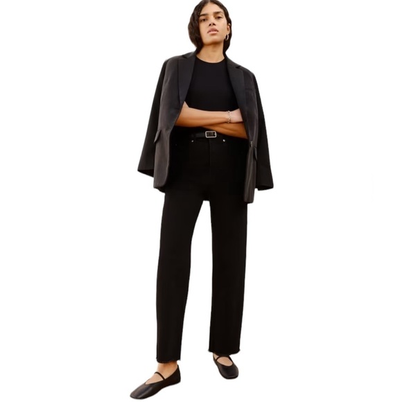 NEW EVERLANE Way-High Jean High-Rise Straight Leg Frayed Hem Coal Black Size 30L - Picture 14 of 14